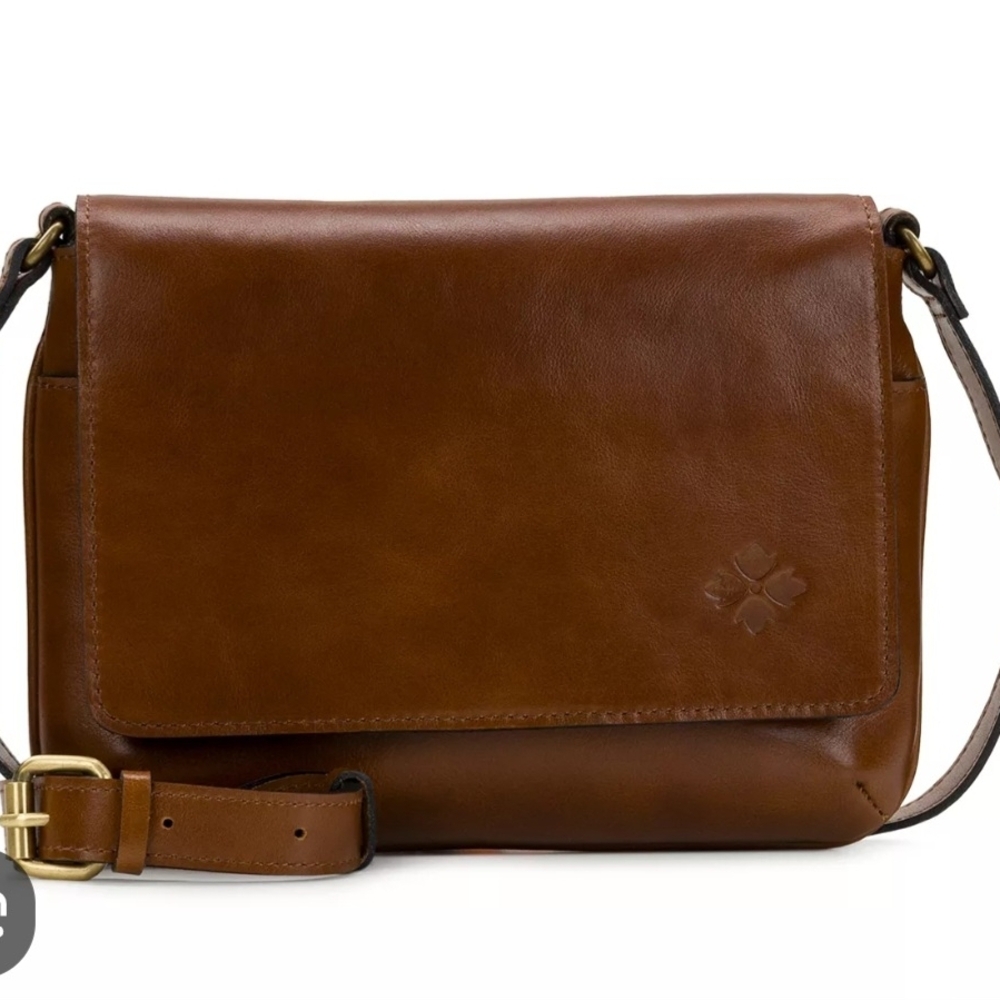 Patricia Nash Chestnut Brown Leather Flap Crossbody